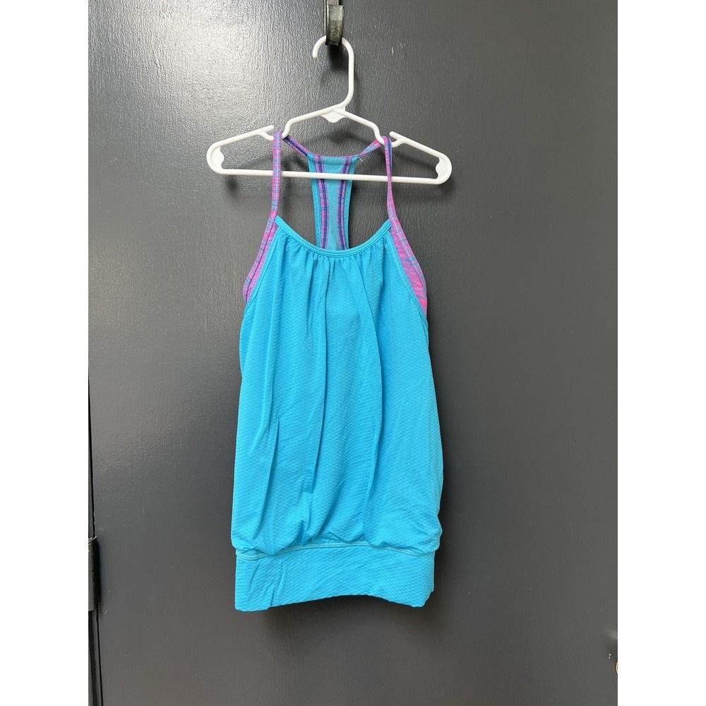 Ivivva by Lululemon Girls 6 Layered Tank Top Sports Bra Combo Blue Pink